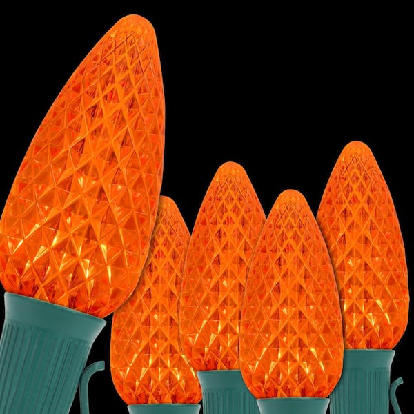 Wintergreen Lighting OptiCore 24 ft. 25-Light Orange LED Faceted C9 String Light Set