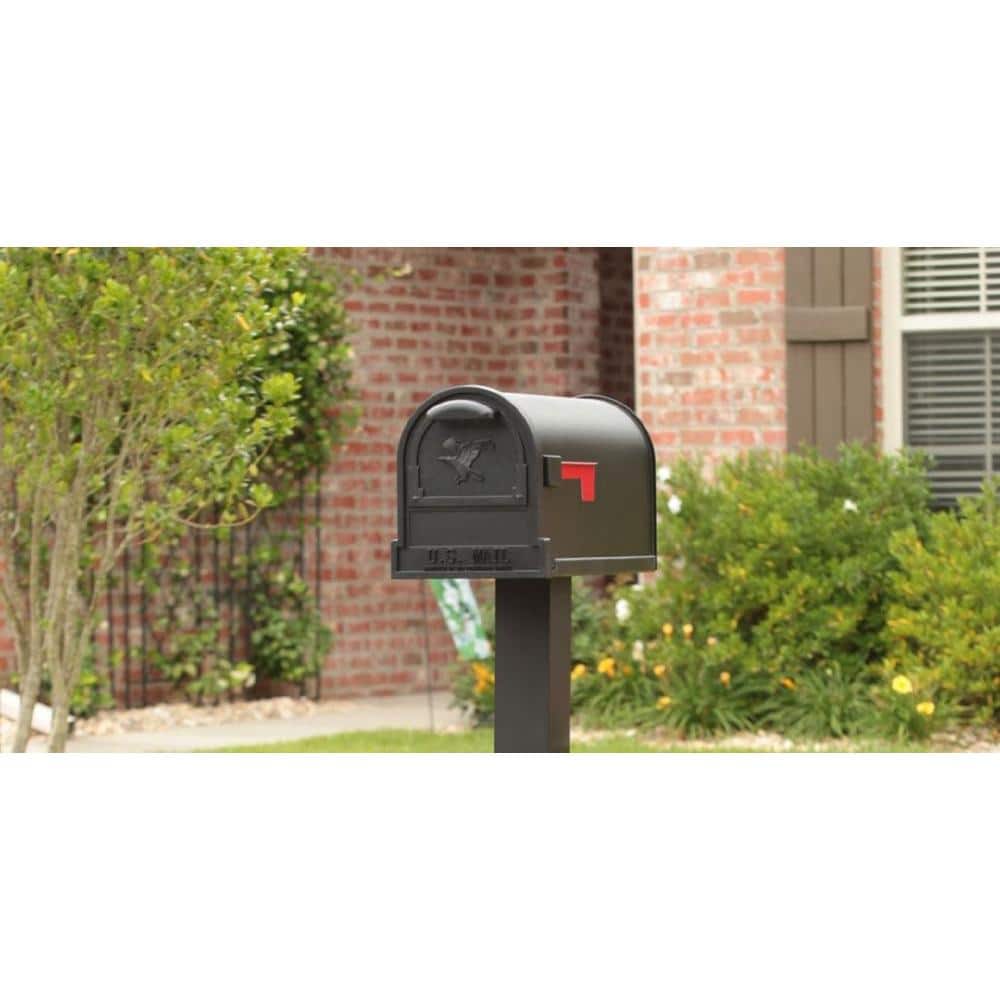 Large Black Powder Coated Steel Post Mount Mailbox