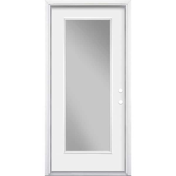 Masonite 36 in. x 80 in. Premium Full Lite Left Hand Inswing Primed Steel Prehung Front Exterior Door with Brickmold