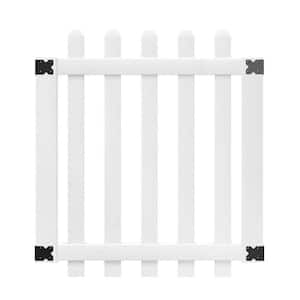 3-1/2 ft. W x 4 ft. H White Vinyl Glendale Spaced Picket Fence Gate with 3 in. Dog Ear Fence Pickets