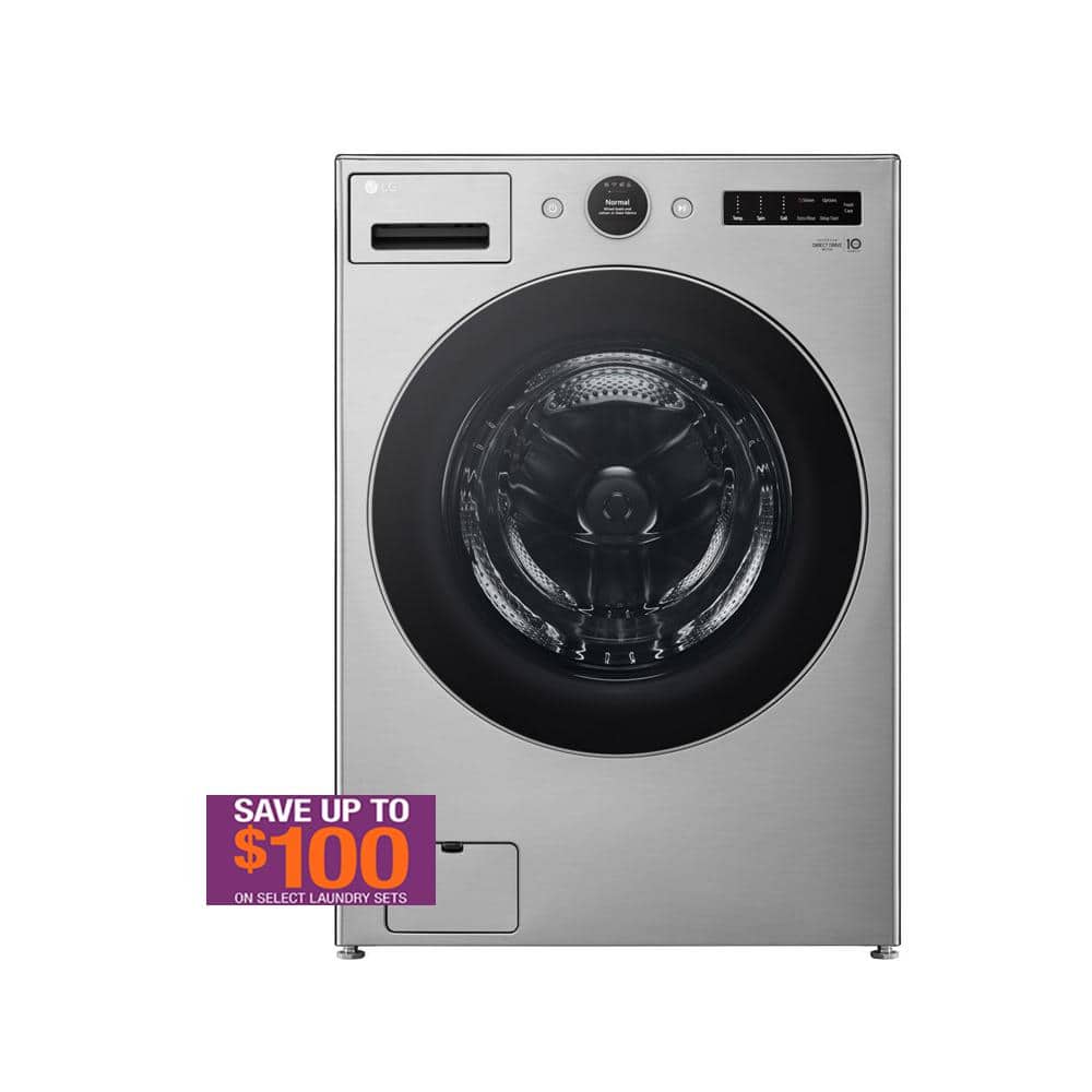 Lg 4 5 Cu Ft Stackable Smart Front Load Washer In Graphite Steel With Turbowash 360 And