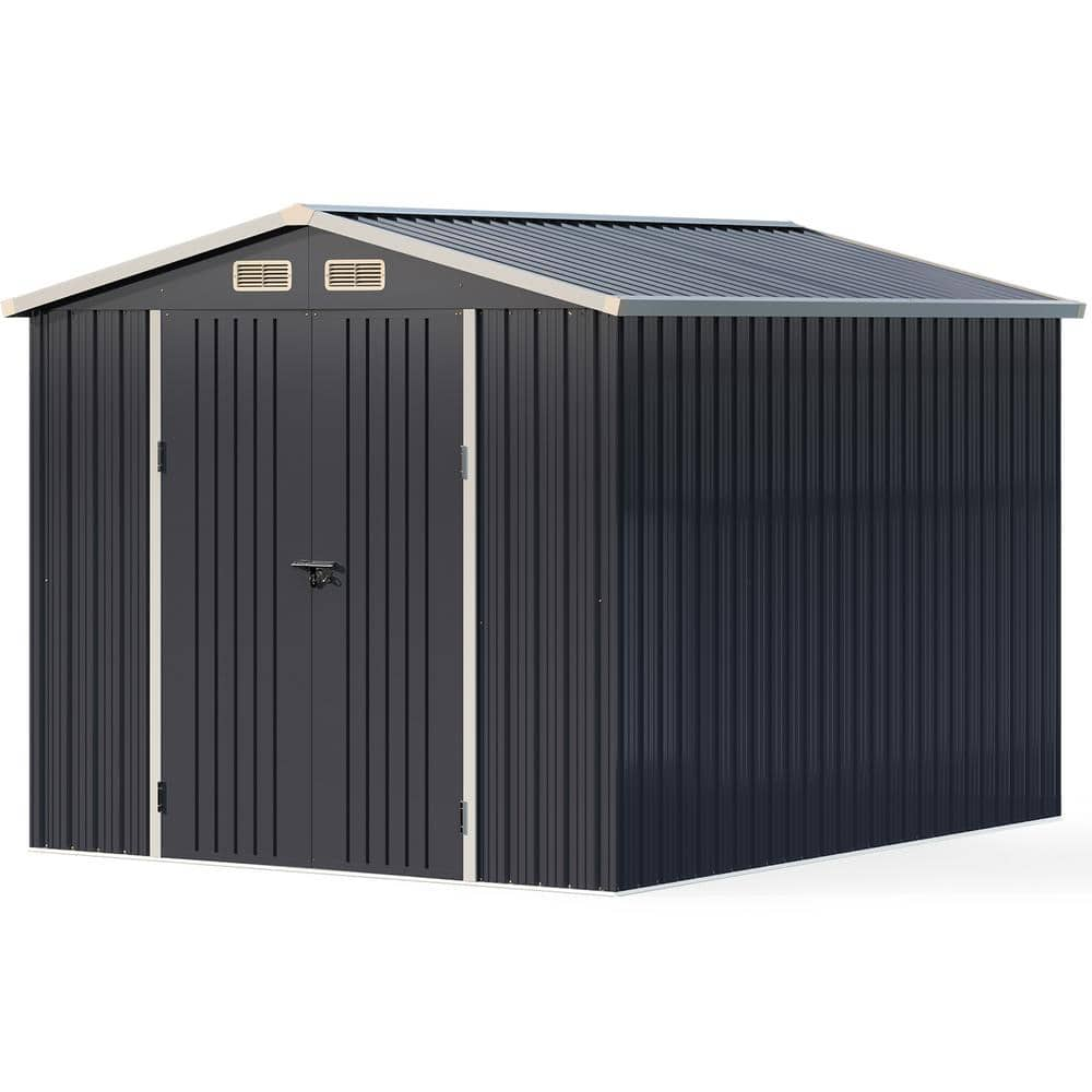 Sizzim 8 ft. W x 10 ft. D Metal Storage Shed with Outdoor Lockable Door ...