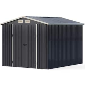 8 ft. W x 10 ft. D Metal Storage Shed with Outdoor Lockable Door and Vents 80 sq. ft., Black