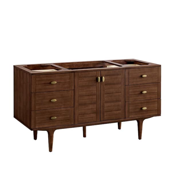 James Martin Vanities Amberly 59.9 in. W x 23.4 in. D x 33.5 in. H Single Bath Vanity Cabinet without Top in Mid-Century Walnut