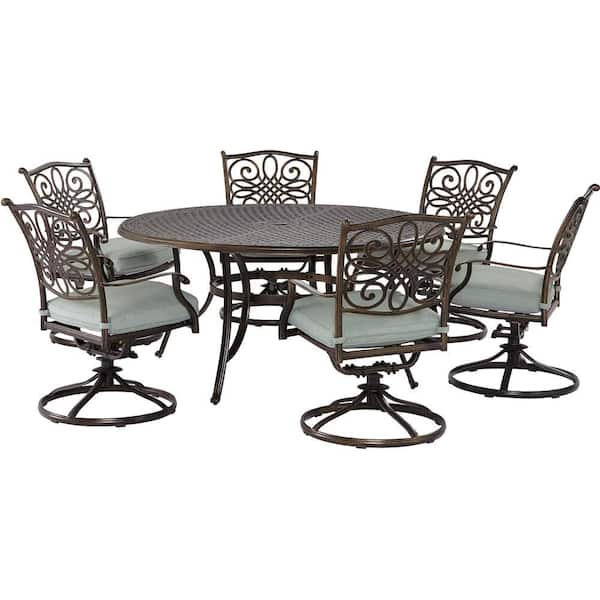 7 Piece Aluminum Outdoor Dining Set, Patio Furniture Dining Set Swivel Chairs