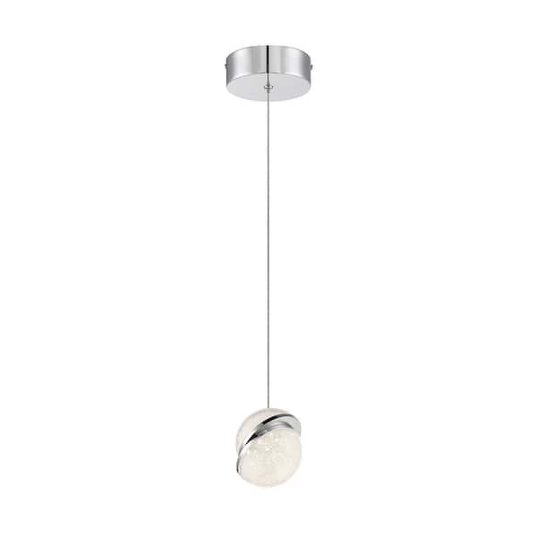 George Kovacs Silver Slice 75-Watt Equivalence Integrated LED Chrome Mini Pendant with Crystal Shade