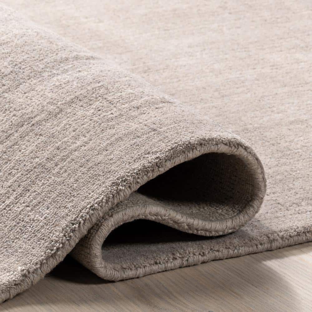 Dove Grey Handmade Wool and Viscose Rectangular Rug
