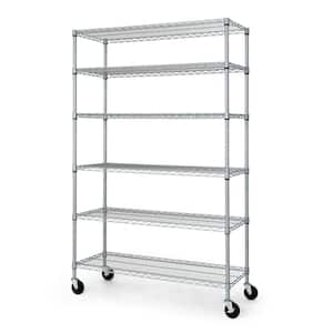 Silver 6-Tier Adjustable Welded Steel Heavy Duty Garage Storage Unit Shelving (48 in. W x 72 in. H x 18 in. D)