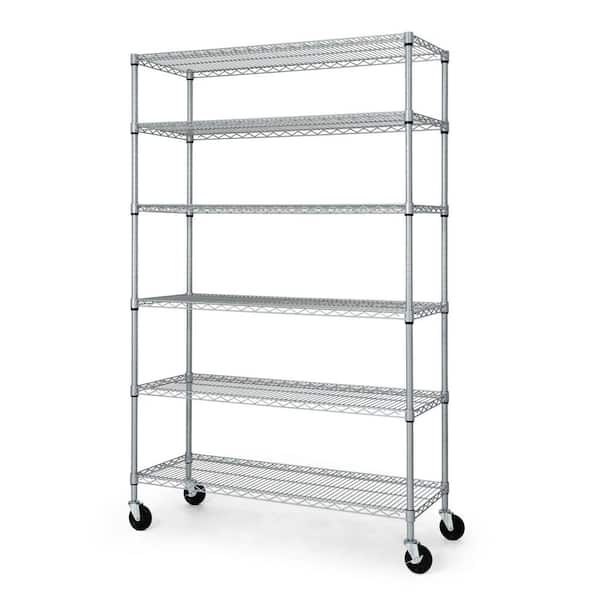 Silver 6-Tier Adjustable Welded Steel Heavy Duty Garage Storage Unit Shelving (48 in. W x 76 in. H x 18 in. D)