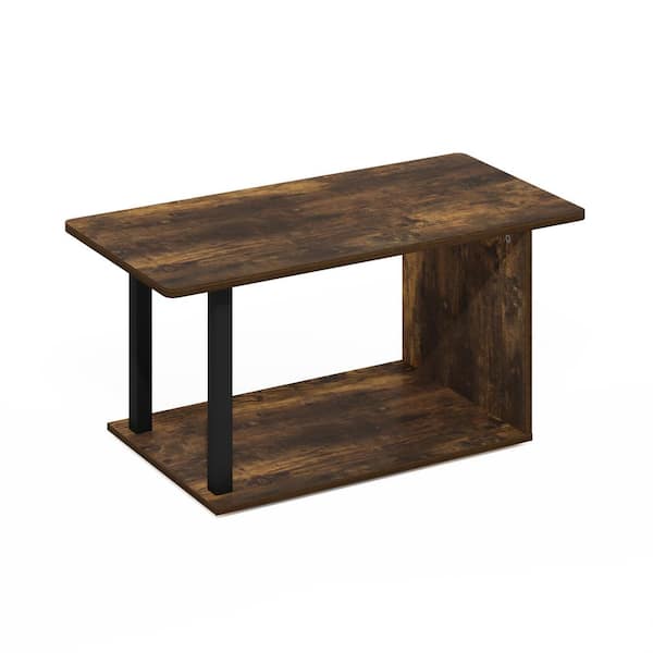 Furinno Basic 31.5in. Amber Pine/Black Rectangular Wood Coffee Table