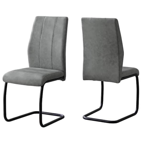 HomeRoots Jasmine Grey, black Fabric Cushioned Parsons Chair Set of 2