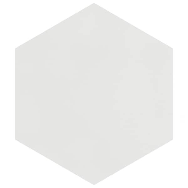 Merola Tile Textile Basic Hex White 8-5/8 in. x 9-7/8 in. Porcelain Floor and Wall Take Home Tile Sample