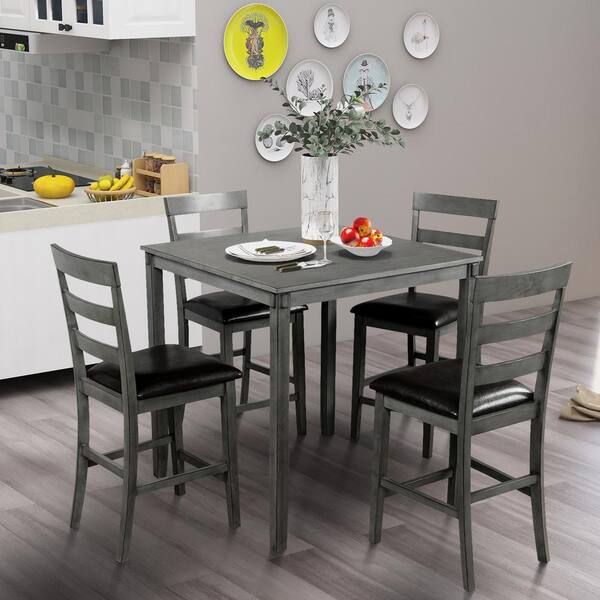 black and beige dining set