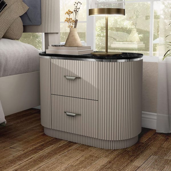 Furniture of America Addy Light Gray 2-Drawer 28.5 in. W Nightstand