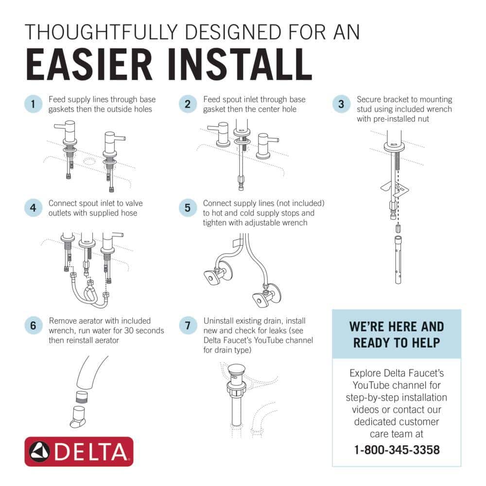 Delta Nicoli Brilliance Stainless 3-Hole Widespread Bathroom Faucet