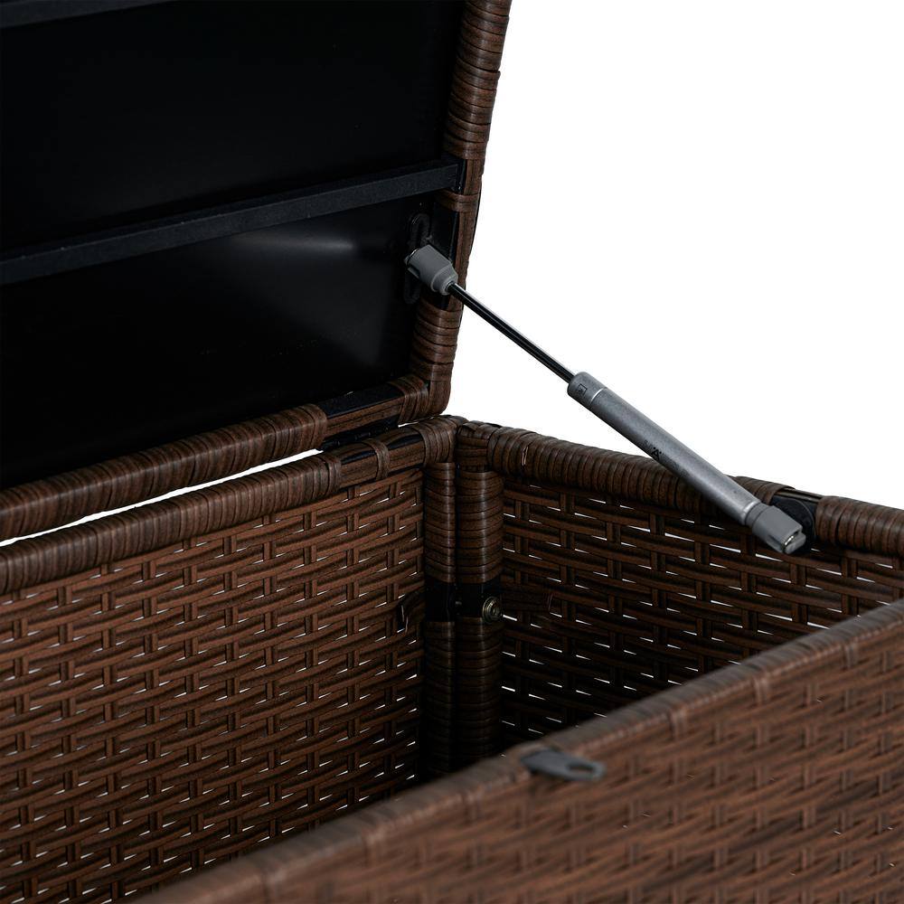 Nino 47.24" Brown Faux Wicker Lockable Deck Box