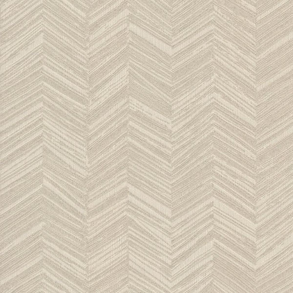 York Wallcoverings Beige Raised Chevron Chevron and Herringbone Vinyl Non-Pasted Wallpaper Roll
