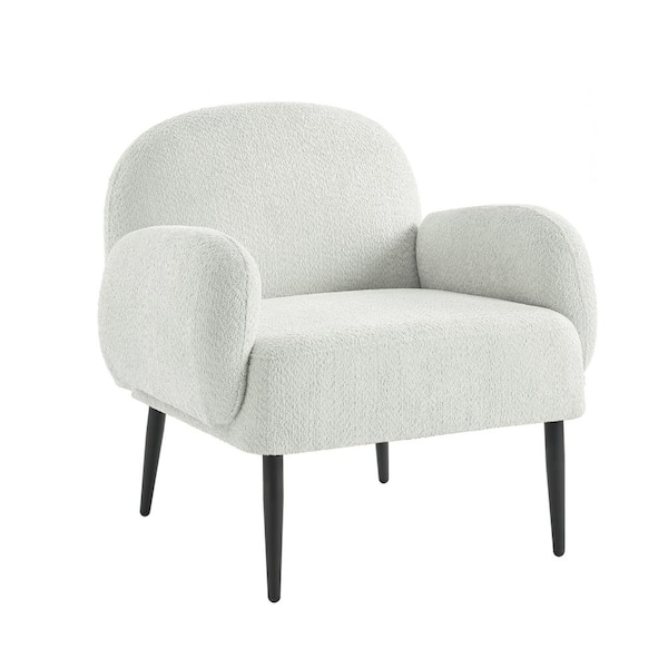 JAYDEN CREATION Allen Modern Ivory Boucle Upholstered Accent Chair with Metal Legs