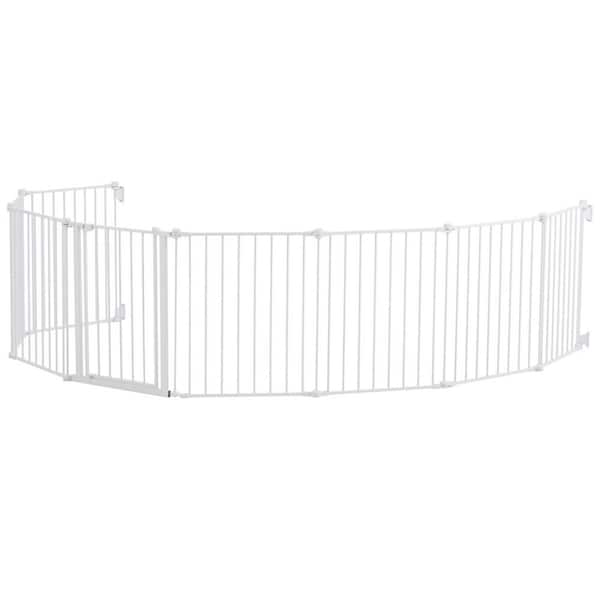 Baby Gate, 192 in. Extra Wide, 28 in. High 8-Panel Foldable Dog Gate, for Child Pet Security, One-Hand Open, White