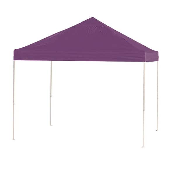 ShelterLogic 10 ft. W x 10 ft. H Straight-Leg Pop-Up Canopy in Purple with 4-Position-Adjustable Steel Frame and Waterproof Cover