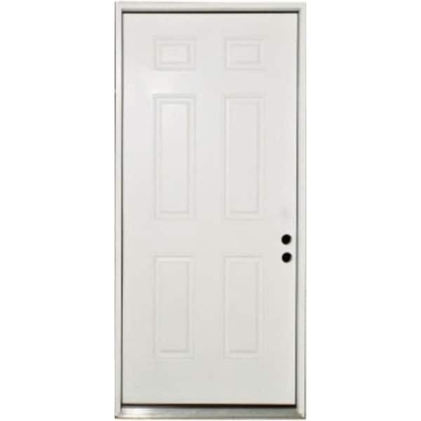 Steves & Sons Element 36 in. x 80 in. 6-Panel Left-Hand Inswing Primed White Steel Prehung Front Door with Brickmold