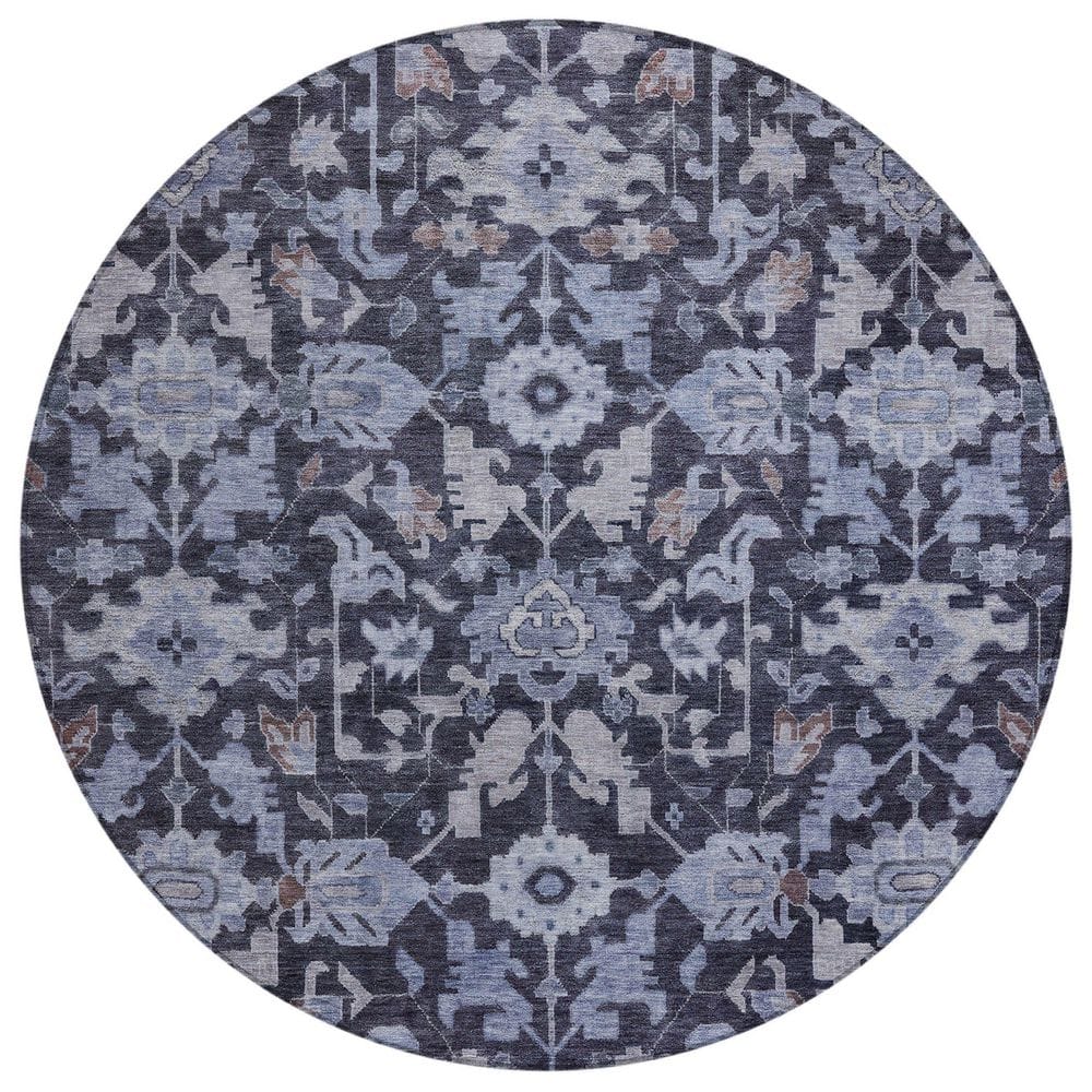 Chantille Machine Washable Indoor/Outdoor Abstract ACN2358 Navy 8 ft. x 8 ft. Round Rug price history on PriceWatchPro