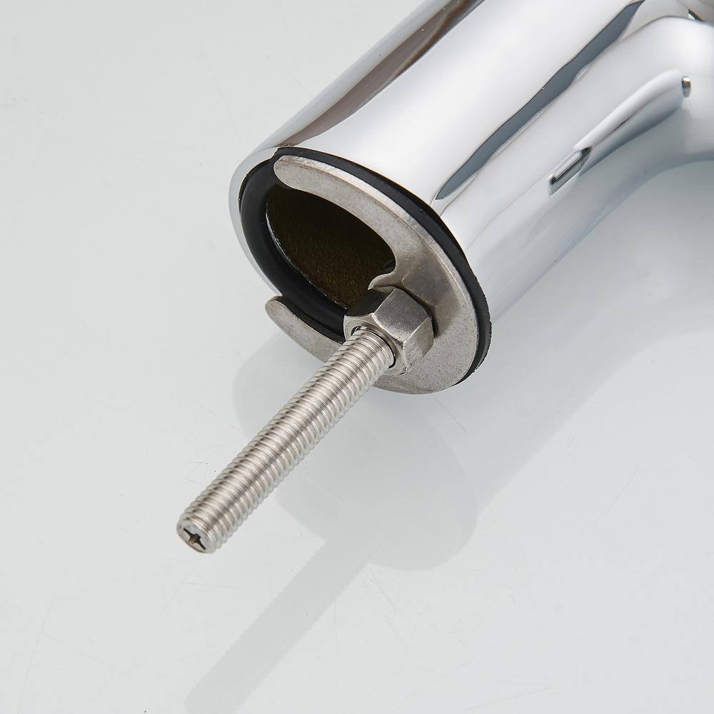 Polished Chrome Single Hole 1-Handle Bathroom Faucet with Deck Plate