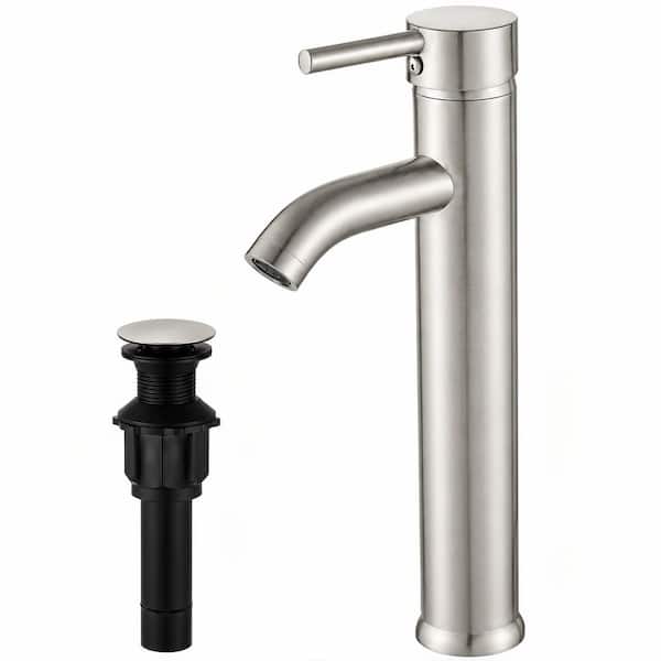 Single Handle Low Arc Vessel Sink Bathroom Faucet with Spot Resistant in Brushed Nickel