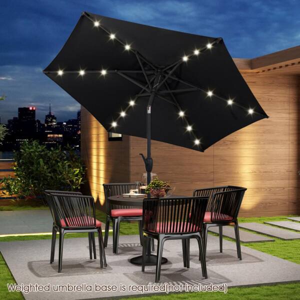 black 7 ft solar patio umbrella Blissun 7.5 Umbrella, 18 LED Lighted Umbrella, Table Market Umbrella, Navy Blue : Patio, Lawn & Garden Protect your family from the harsh rays of the Sun Clihome 7.5 ft. Solar LED