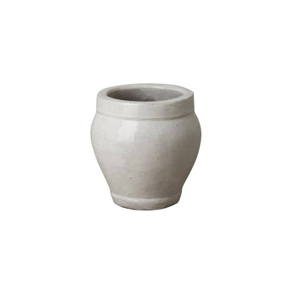 Emissary 10 in. Round White Ceramic Ridge Planter