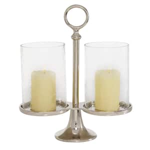 Silver Aluminum Traditional Candle Holder Hurricane Lamp