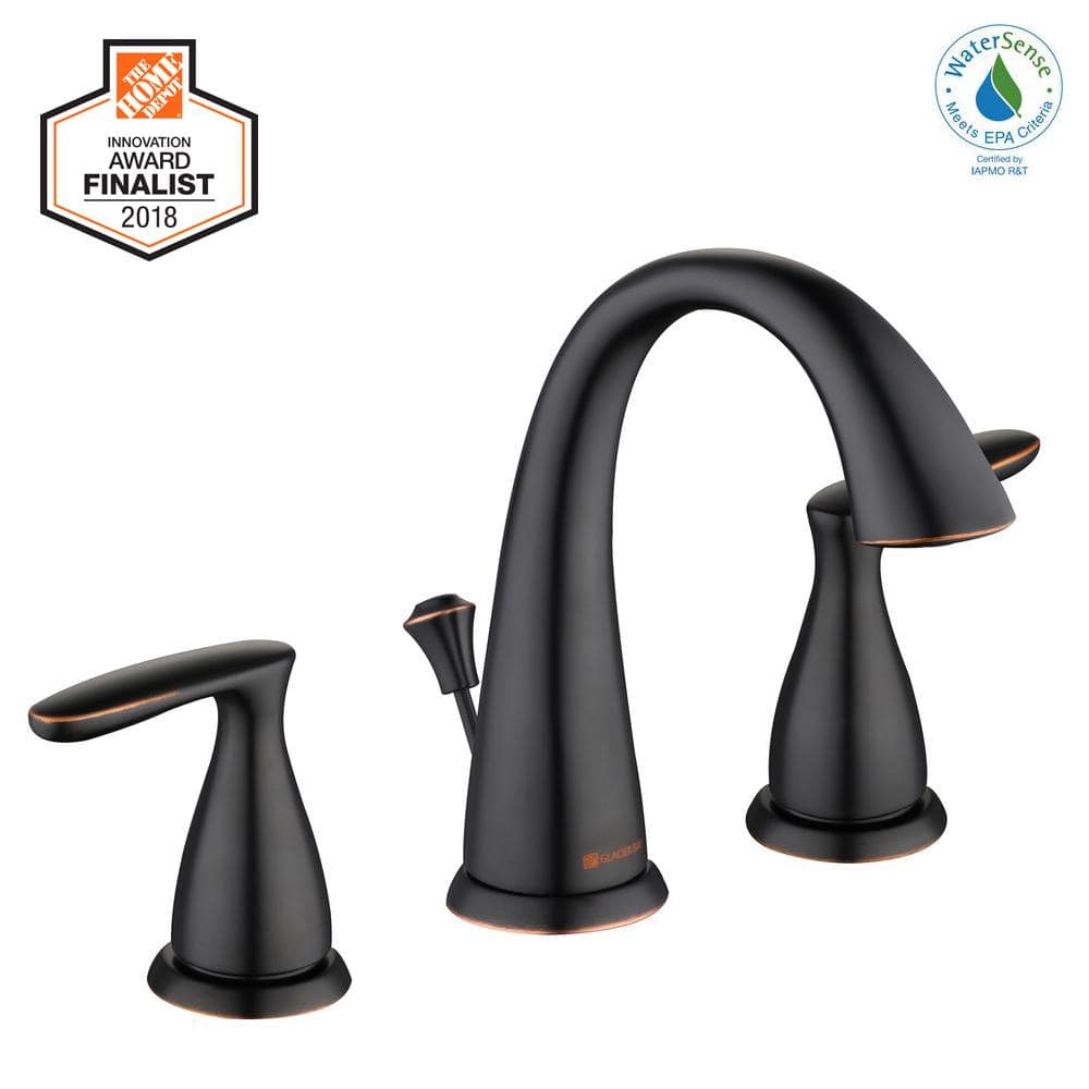 Glacier Bay Meansville 8 In Widespread Double Handle High Arc Bathroom Faucet In Bronze 5107