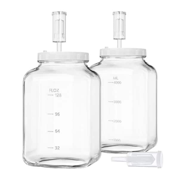 2-Pack 1.5 Gal. Large Fermentation Jar Set with Airtight Lids and Airlocks, Wide Mouth Glass Mason Jar, Mead Making Kit