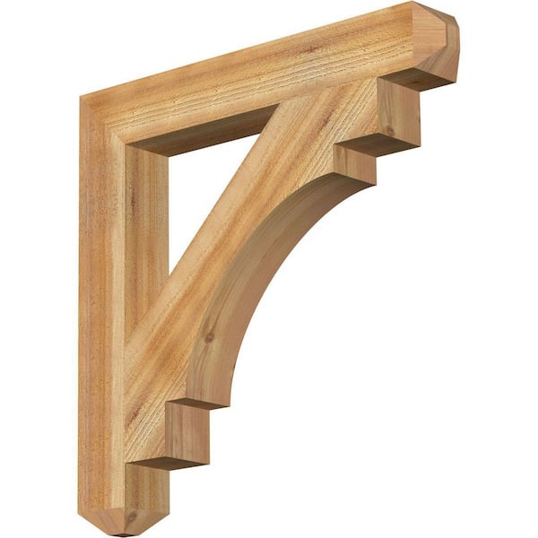 Ekena Millwork 4 in. x 28 in. x 28 in. Western Red Cedar Merced Craftsman Rough Sawn Bracket