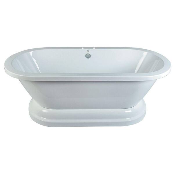 Aqua Eden 5.6 ft. Acrylic Double Ended Pedestal Tub with 7 in. Deck Holes in White