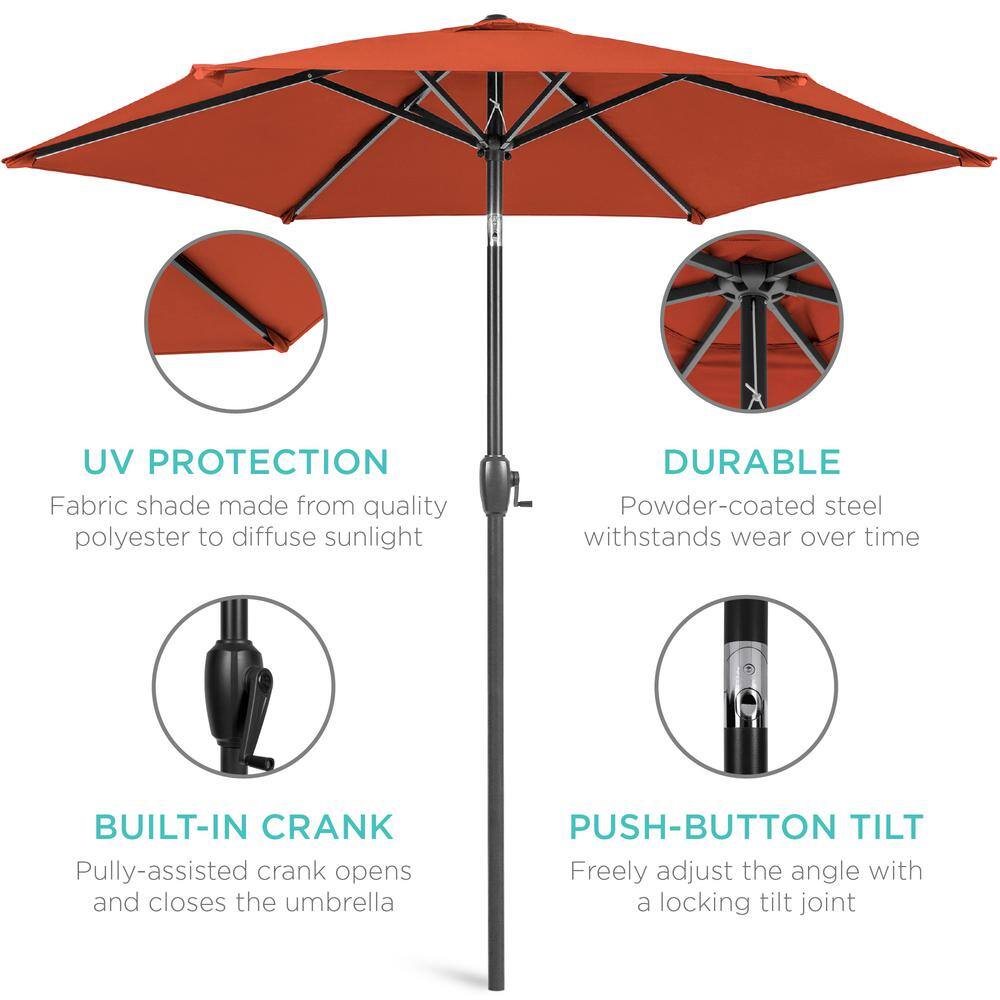 Rust Hexagon Market Patio Umbrella with Crank Lift and Tilt