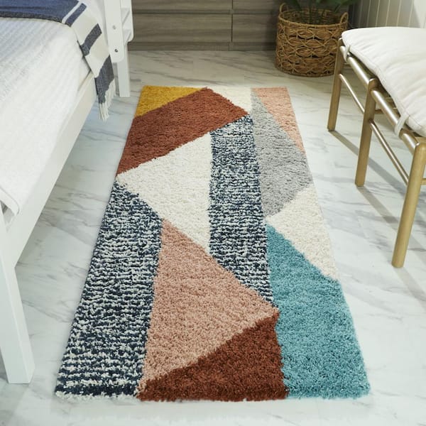 Merril Burnt Orange 2 ft. x 7 ft. Modern Shag Runner Rug