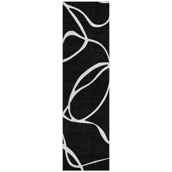 Chantille Machine Washable Indoor/Outdoor Abstract ACN999 Black 2 ft. 3 in. x 7 ft. 6 in. Area Rug
