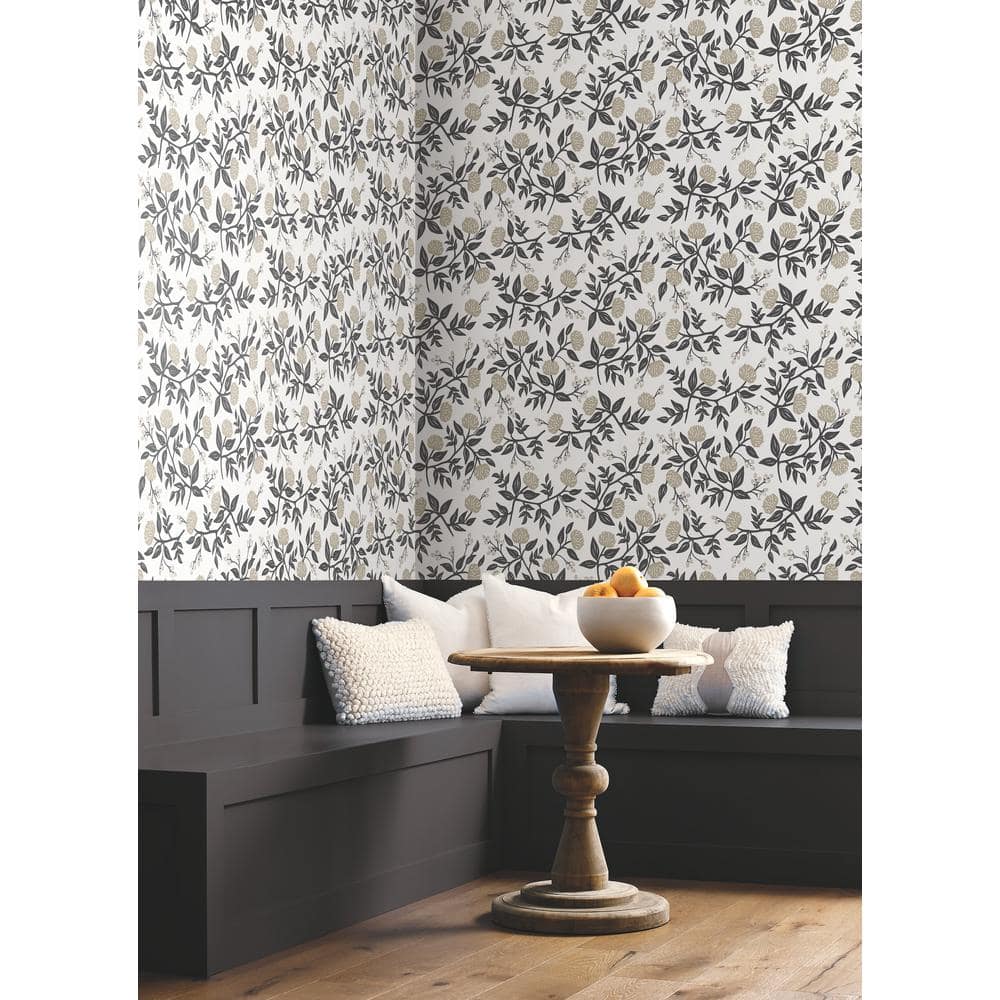 White and Black Peonies Floral Non-Pasted Wallpaper