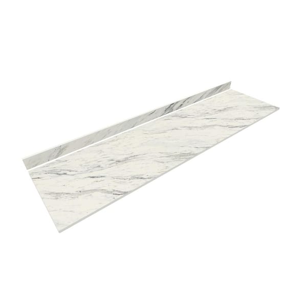THINSCAPE 8 ft. L x 25 in. D Engineered Composite Countertop in Calcutta Blanc with Satin Finish