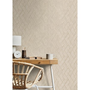 Ember Taupe Geometric Basketweave Paper Non-Pasted Textured Wallpaper