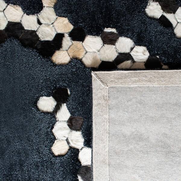 Safavieh Manhattan Collection MAN101Z Handmade Modern Bamboo Silk & Leather Area Rug 9' x 12' Black 