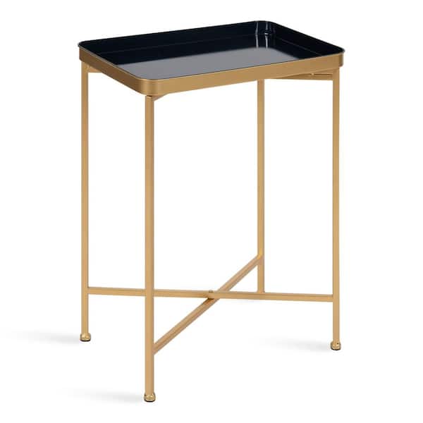 Kate and Laurel Celia 17.91 in. Navy Blue Rectangle Metal End Table