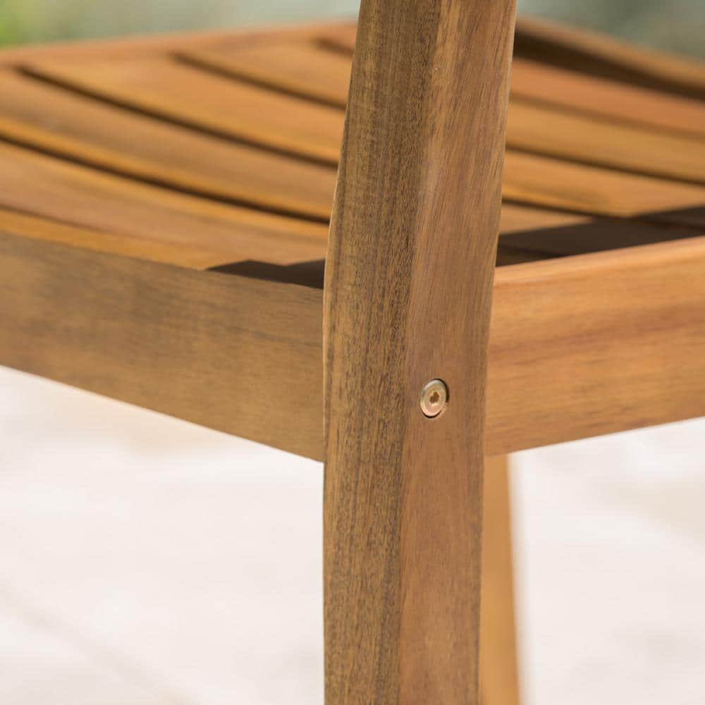 Teak Brown Wood Slatted Outdoor Dining Armchair Set