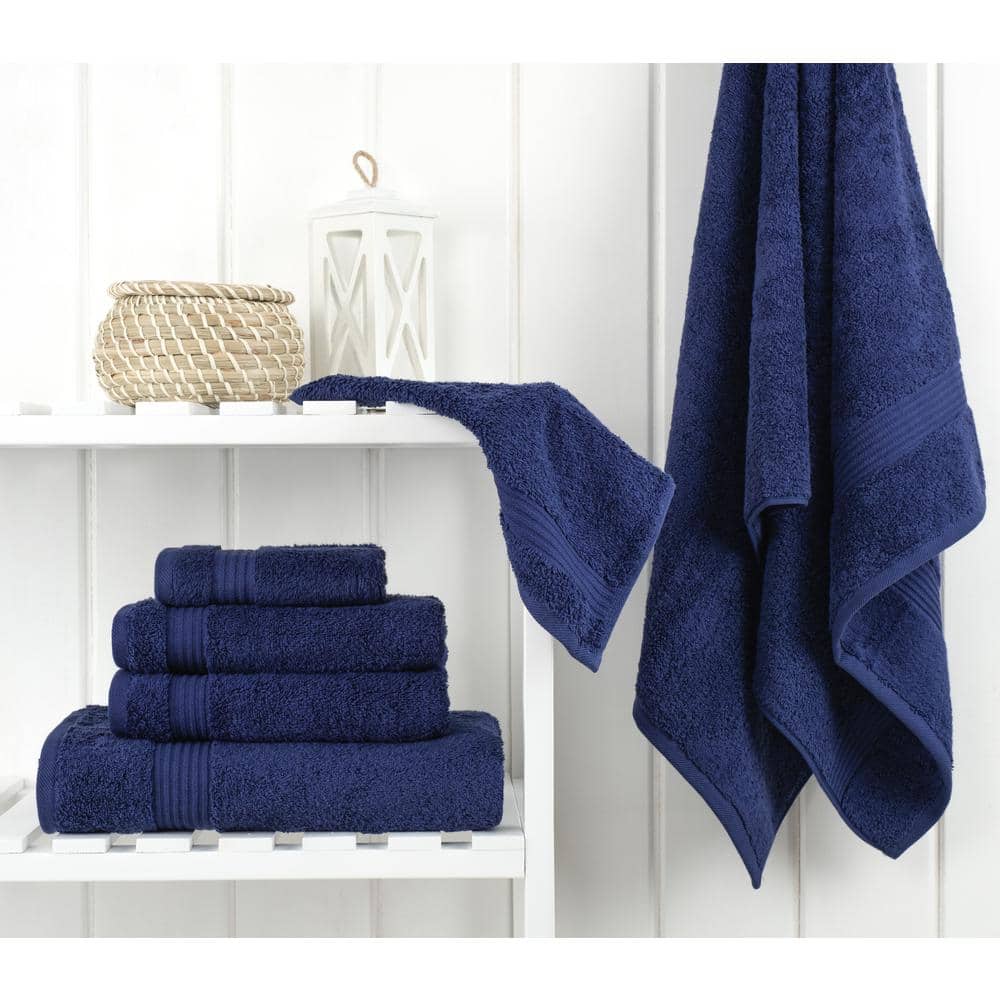 Navy Blue 6-Piece Turkish Cotton Bath Towel Set