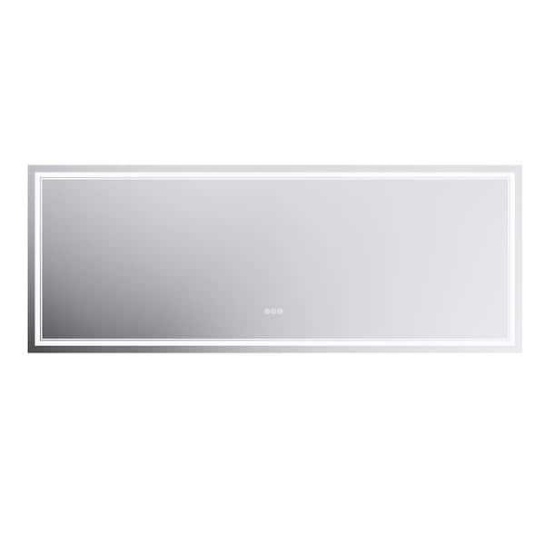 Boosicavelly 84 in. W x 32 in. H Rectangular Frameless Anti-Fog LED Light Vertical Wall Mounted Bathroom Vanity Mirror in Silver