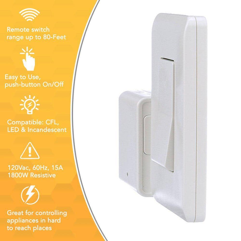 White Wireless Push Button Wall Switch with Remote