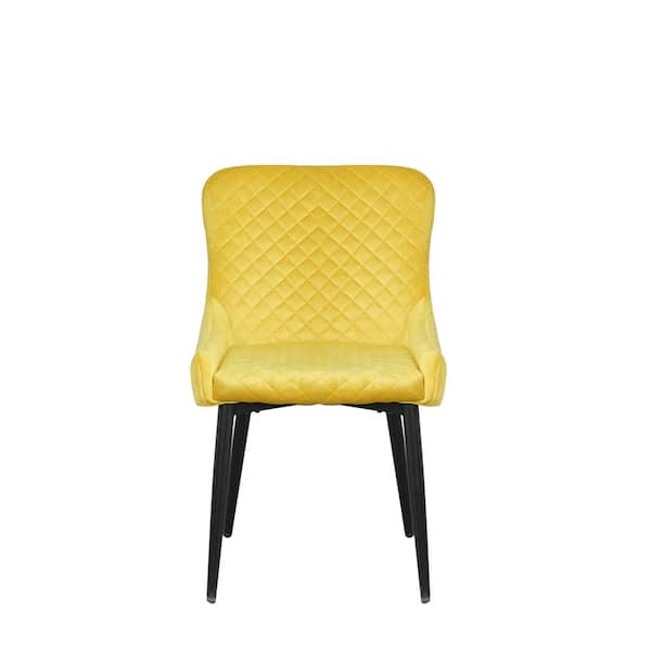 ATHMILE Yellow Fabric Dining Chairs (Set of 2)