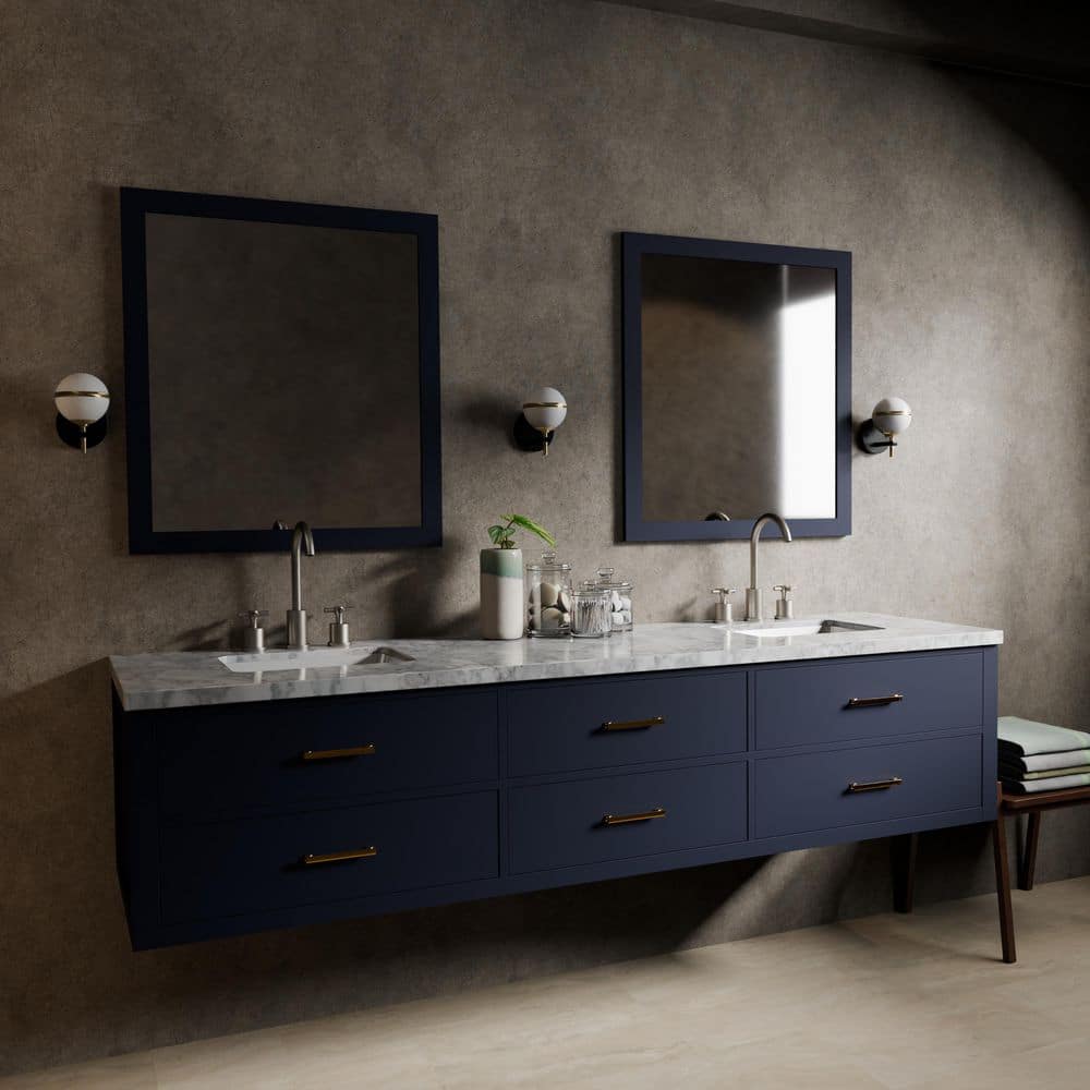 Sherman 84 in W x 22 in D Blue Double Bath Vanity and Carrara Marble Top price history on PriceWatchPro