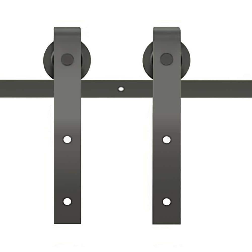 Black Steel Sliding Barn Door Hardware Kit for 18 in. Doors